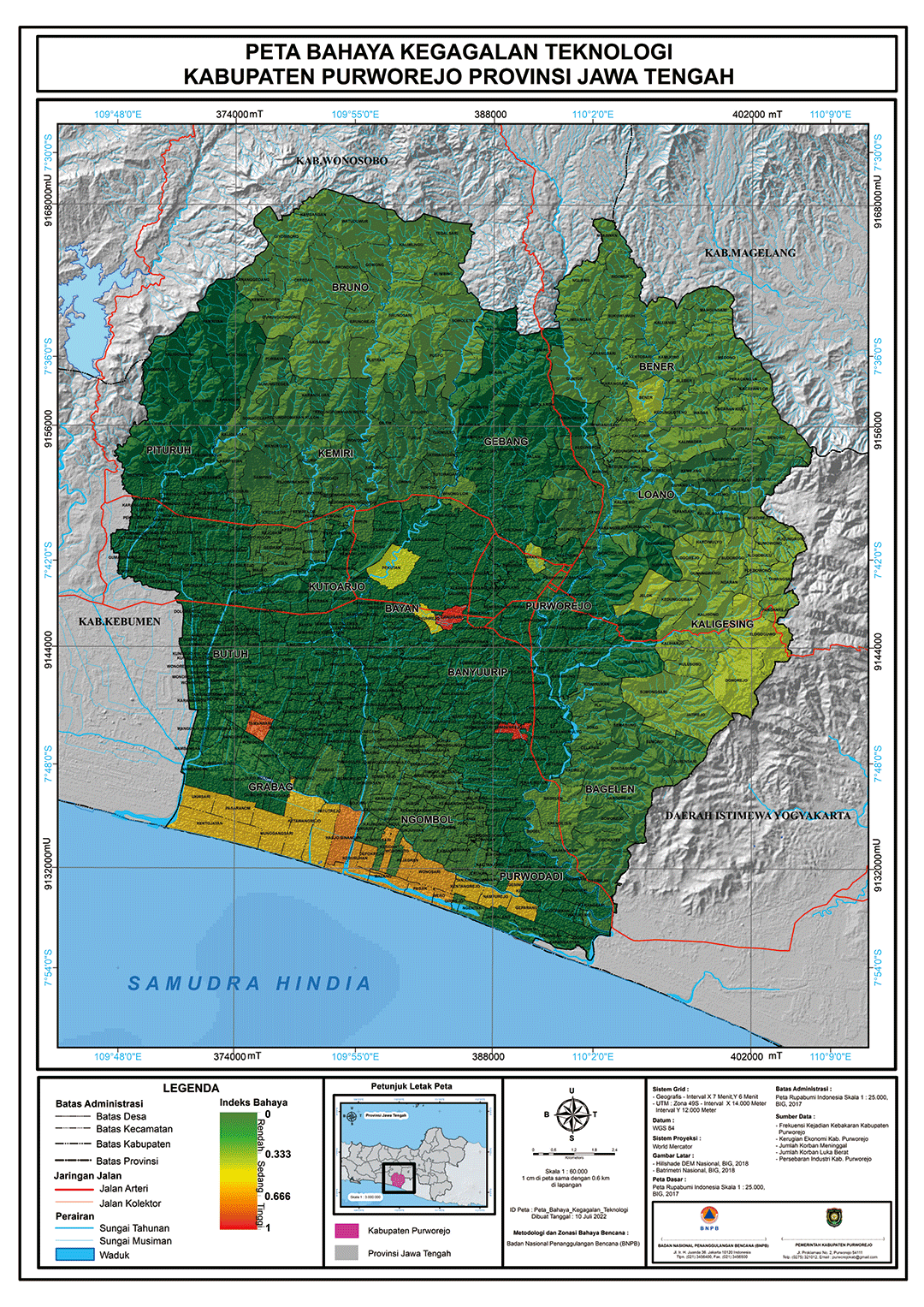 PETA BAHAYA KEBAKARAN HUTAN DAN LAHAN KABUPATEN PURWOREJO  PROVINSI JAWA TENGAH