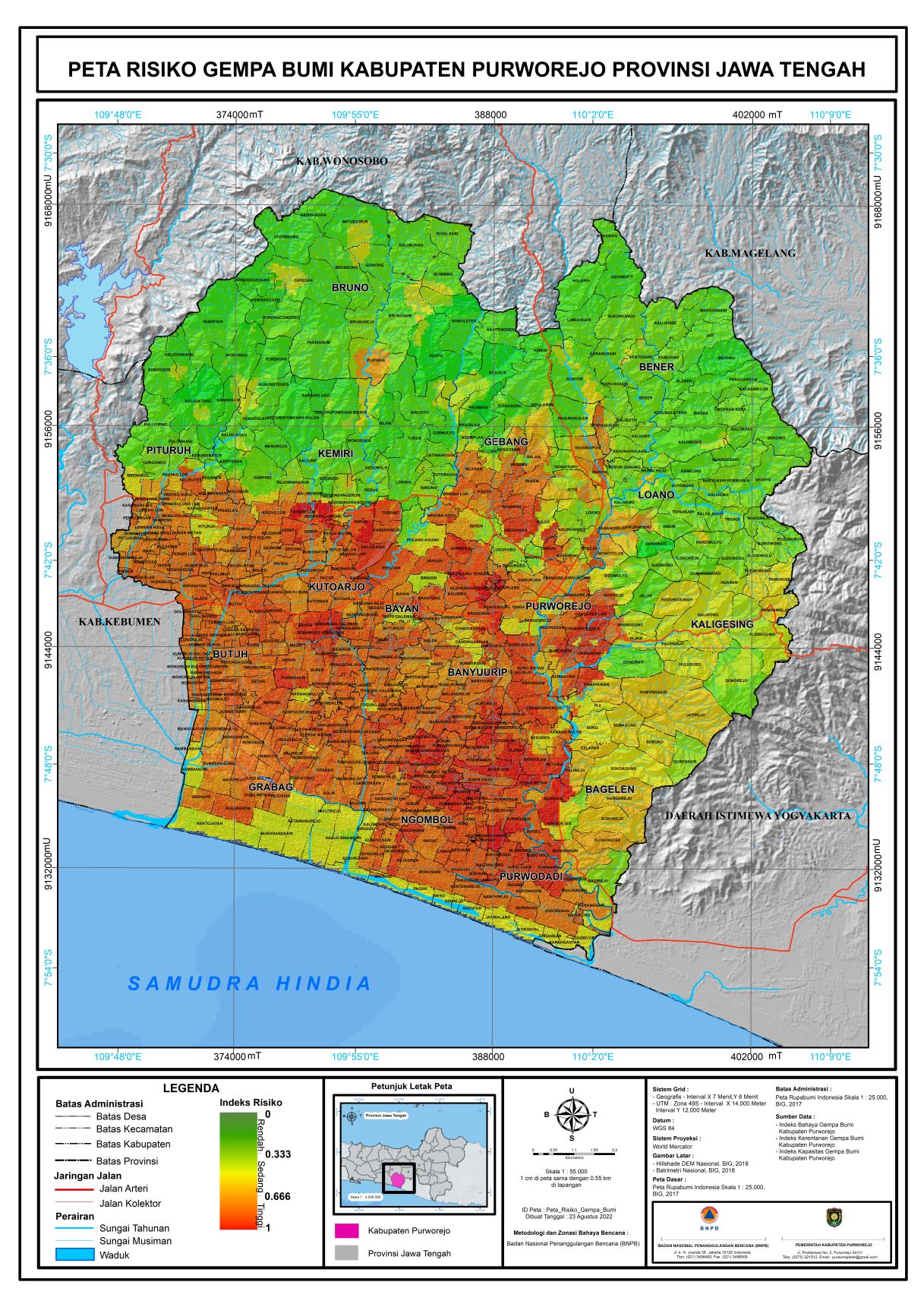 PETA RISIKO GEMPA KABUPATEN PURWOREJO